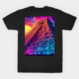 Mystical Echoes: Maya Art Revived in Vibrant Illustrations T-Shirt